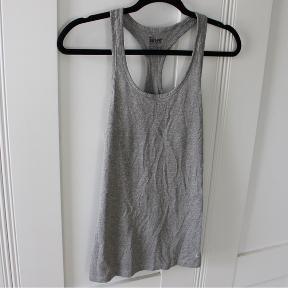 Nike Tops - NIKE Dri-Fit Racerback Tank Top Gray Workout Athletic Sports Top Size Small